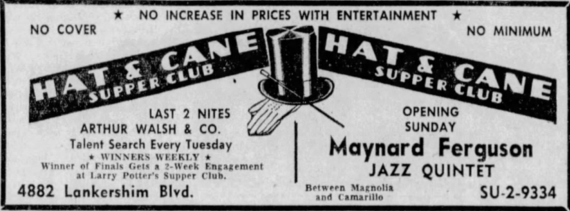 Hat & Cane Supper Club ad