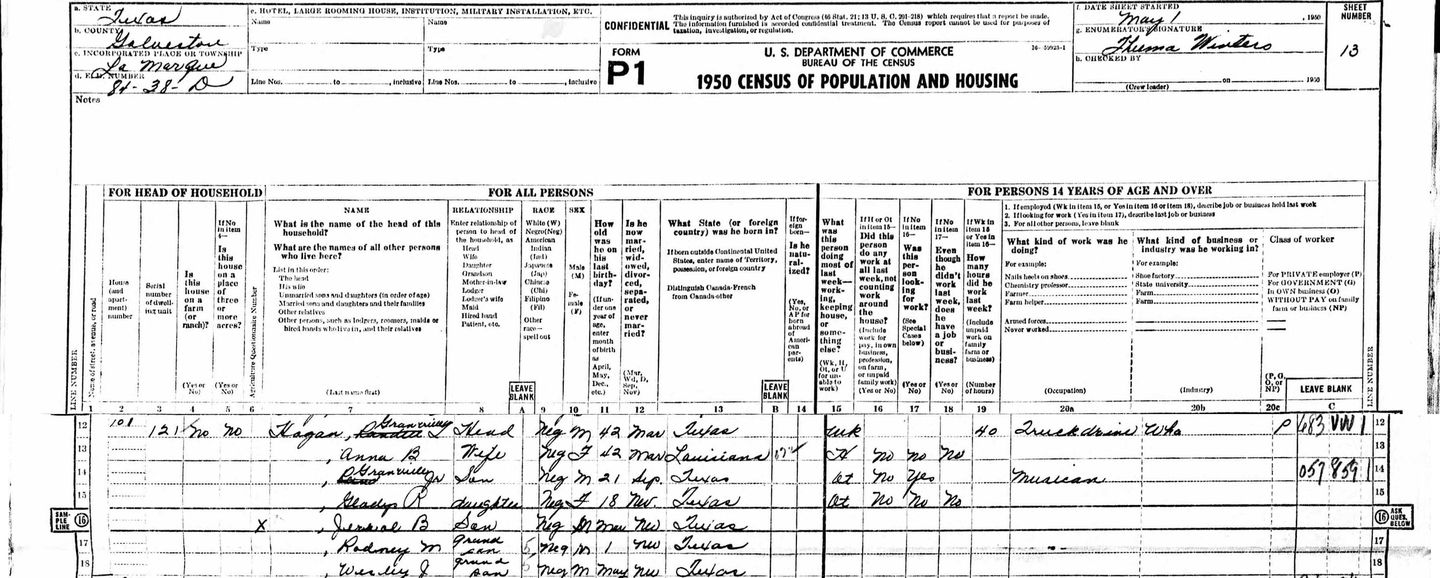 G. T. Hogan 1950 census