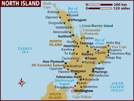 Map of North Island